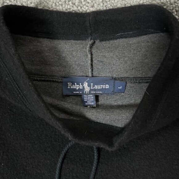 Ralph Lauren Wool Pullover Black w/Drawstrings - Men's Size L- Portugul - VGUC - Picture 4 of 8